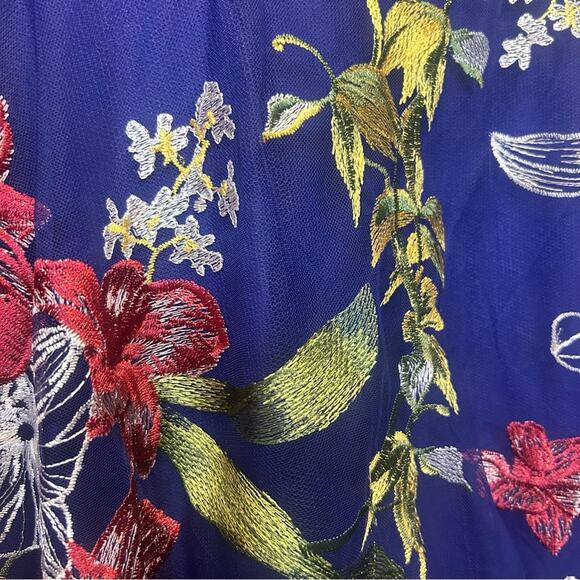 Marchesa Notte Asymmetric Floral Embroidered Gown Dress Hi-Low Tulle Skirt NWT - Picture 4 of 12